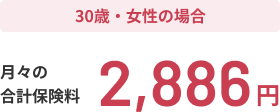 30歳・女性の場合 月々の合計保険料2,886円