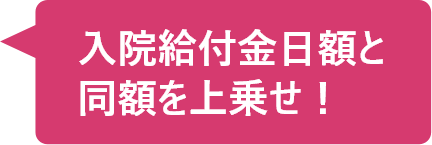 入院給付金日額と
              同額を上乗せ！