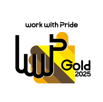 LGBTQ＋に関する取組みを評価する「PRIDE指標」のゴールド受賞を示す、「work with Pride Gold 2025」のロゴマーク。