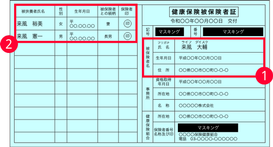 紙型の健康保険証サンプル画像