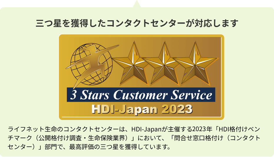 3 stars customer service HDI-Japan 2022