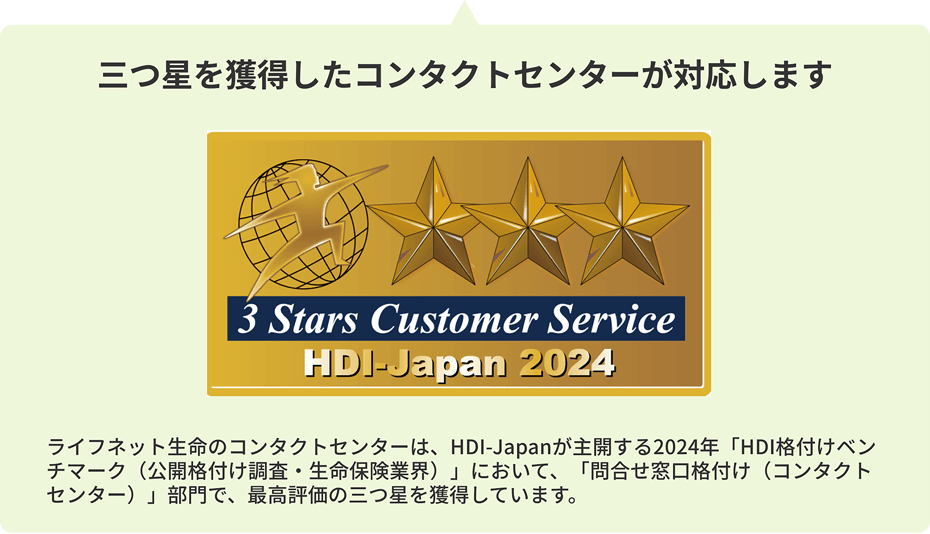 3 stars customer service HDI-Japan 2022