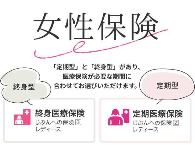 女性保険 終身医療保険 じぶんへの保険3レディース 定期医療保険 じぶんへの保険Zレディース