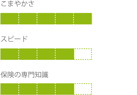 こまやかさ, スピード, 保険の専門知識